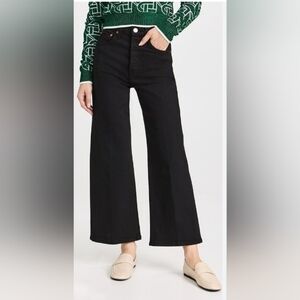 Good American Good Waist Palazoo Crop Jeans Black Size 6